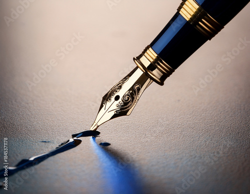 Elegant Fountain Pen with Textured Paper Surface, as writing concept