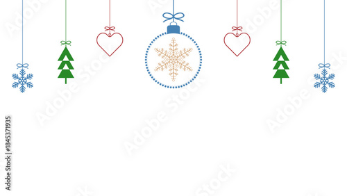 A Christmas banner with an empty space for web design, swishing colorful trinkets. Vector illustration