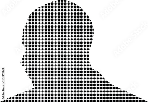 Male Head and Shoulder Silhouette Dotted Pixelated Style Isolated Vector