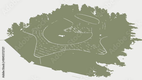 Urban Park Landscape Design Aerial View Illustration