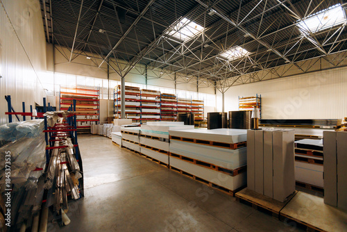 Industrial storage space filled with hardware and construction items