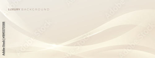 Luxury Cream and waves abstract Background with golden lines. Elegant wave shape for premium design, branding layout, and wedding event.