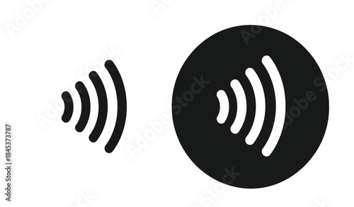 this image depicts two simple black and white icons representing sound waves or radio signals showcasing different levels of intensity high quality professional