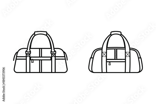 duffel gym bag icons outline vector set