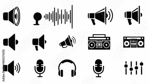 Collection of Audio and Sound Related Icons.
