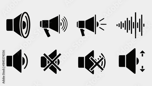 Collection of Sound Icons and Waveform Graphic.
