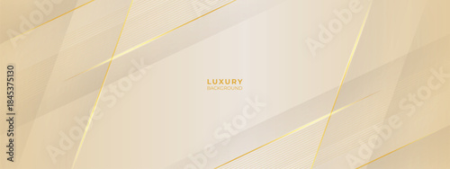 Luxury Cream and Beige Abstract Background with golden lines. Elegant wave shape for premium design, branding layout, and wedding event.