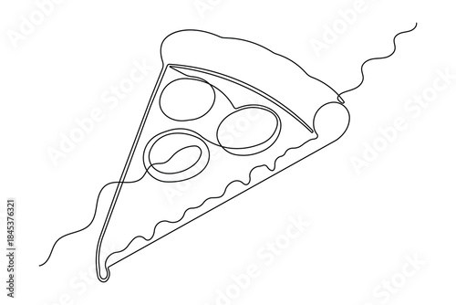 Italian food pizza continuous outline drawing simple style restaurant