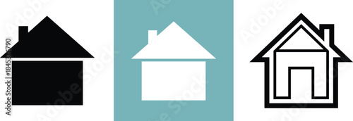 Three stylized house black white and blue house home symbol building silhouette Free Download Three stylized house black white and blue house home symbol building silhouette - GFXLoad