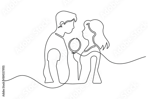  Continuous line drawing of a romantic couple icon minimalist design