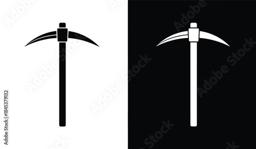 A striking visual contrast depicts a traditional sickle or reaping hook in both black and white depictions showcasing its form high quality professional