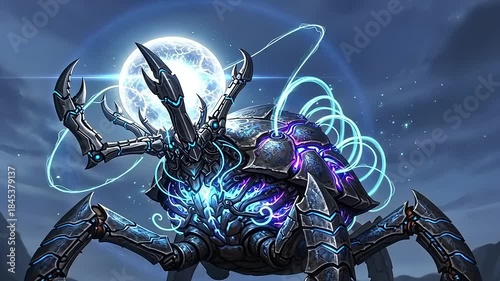 Mystical Creature with Glowing Energy and Horns in a Fantasy World.