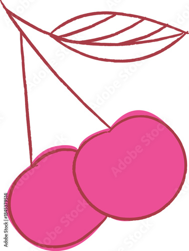 Cherry Pair With Leaf Sketch