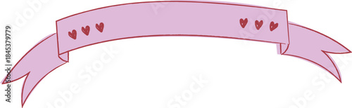 Ribbon Banner With Hearts Cartoon