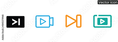 Set of modern play button icons for video and media controls