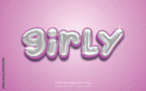 Girly 3D editable text style effect