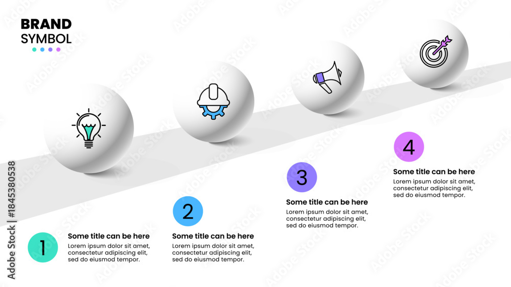 Obraz premium Infographic template. Path with 4 balls and icons