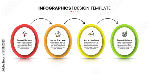 Infographic template. 4 oval banners with icons