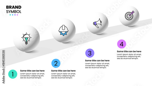 Infographic template. Path with 4 balls and icons