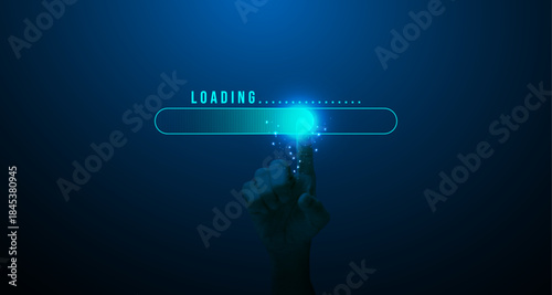 Search Interface with Futuristic Glow Technology Background for AI, machine learning, data search, automation, digital assistants, and modern technology innovation.