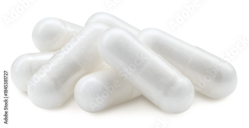 Medical pills isolated on transparent background. Capsules with PNG