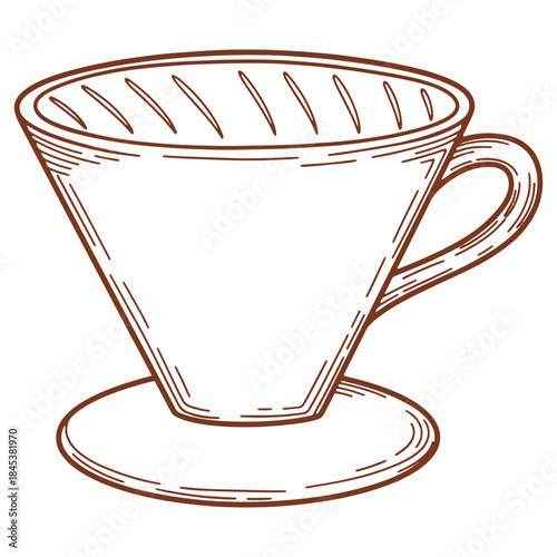 Vintage Coffee Dripper Illustration on Transparent Background