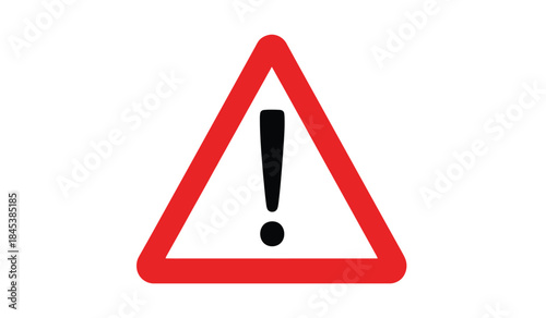 a bright red triangular warning sign with a central black exclamation point symbolizing potential danger or caution for viewers high quality professional detailed