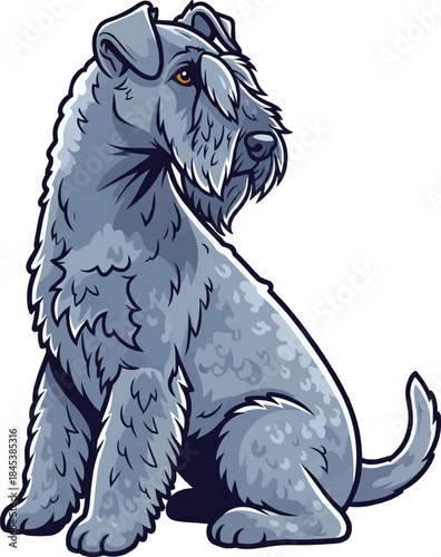 Kerry Blue Terrier dog sitting alert attentive pose looking away