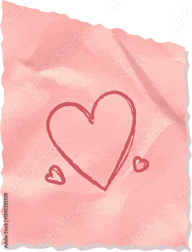 Heart Doodle On Crumpled Paper Sketch