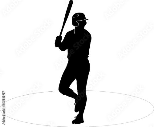 Silhouette of a Baseball Player Swinging a Bat Ready to Hit baseball