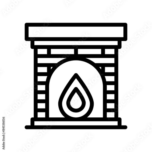 Cozy Fireplace Icon With Flame In A Brick Hearth For Home Decor And Warm Ambience