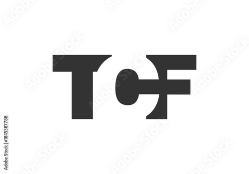 TCF logo design. Initial letter T C F bold font style for tech startups, consulting, corporate branding. Creative company name, headlines typography identity, trendy logotype.