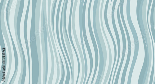 A soothing abstract seamless pattern of vertical wavy lines and stripes in various calming shades of light blue and gray.