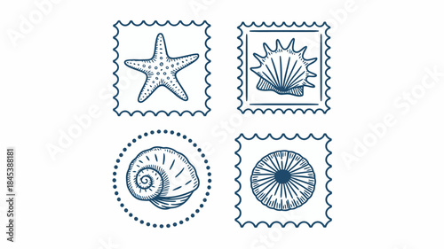 Sea Shells and Starfish Postage Stamps