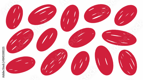 Red Oval Shapes Pattern on White Background