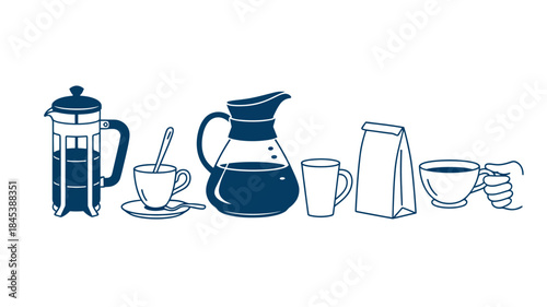 Coffee Brewing and Serving Essentials Illustration