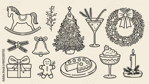 Christmas Icons and Symbols for Holiday Decorations and Celebrations