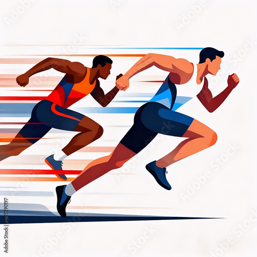 Runners in Motion With Speed Lines – Dynamic Running Athlete Illustration Vector