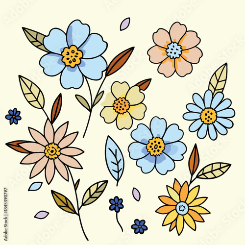 Vintage pink blossom and leaf ornament vector design featuring a seamless floral pattern for spring nature wallpaper and summer textile art illustration