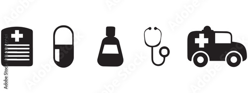 Medical & Healthcare Icons – Nurse, Stethoscope, Ambulance Vector Pack .