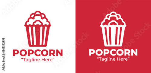 Popcorn Brand Logo Flat Cinema Snack Identity