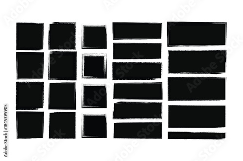 Grunge Brushstroke Frames Collection Distressed Hand-Drawn Rectangular and Square Borders