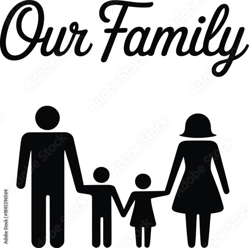 Our family stick figures illustration showing unity and love between parents and children