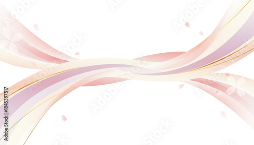 桜の花びらとピンクのリボン