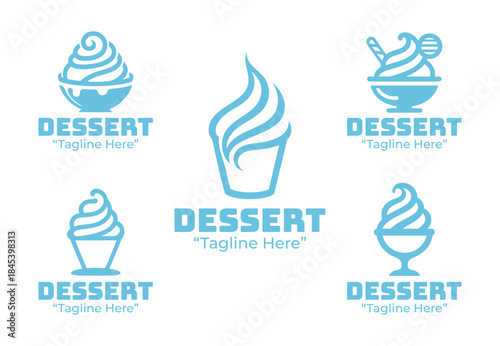 5 Frozen Dessert Logo Set Sweet Treat Branding