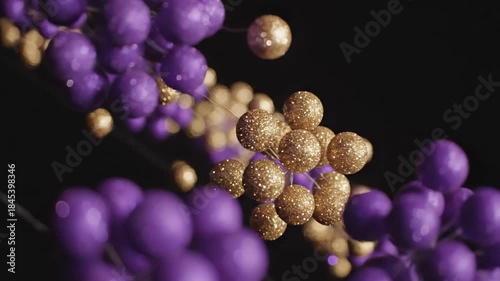 Abstract Purple and Gold Spheres Floating in Space - A Modern Art Installation.