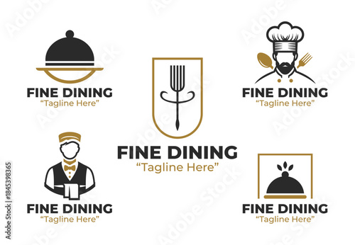 5 Fine Dining Logo Set Luxury Restaurant Branding