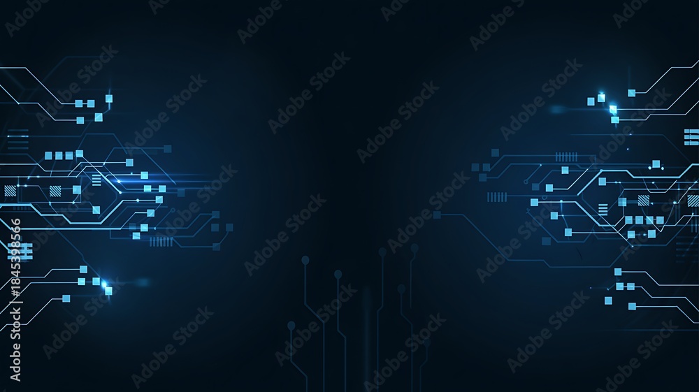 Fototapeta premium Abstract blue technology background with digital circuits and glowing network lines