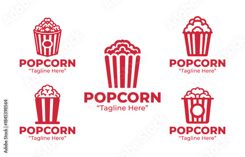 5 Popcorn Brand Logo Set Snack Food Identity