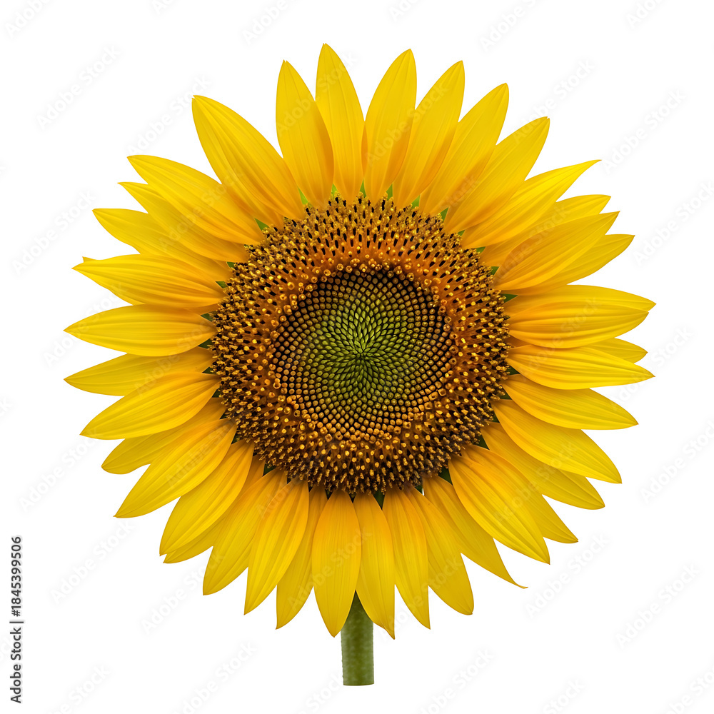 Naklejka premium Bright Yellow Sunflower Head Isolated bloom blossom